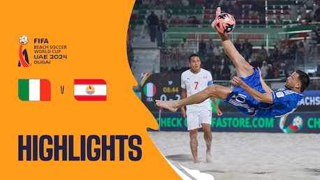 Itália x Taiti | Quartas de final | Copa do Mundo de Beach Soccer da FIFA Emirados Árabes Unidos 2024 Dubai™ | Melhores momentos