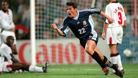 Javier Zanetti marca aos 45'+1' | Argentina x Inglaterra | Copa do Mundo FIFA de 1998, na França