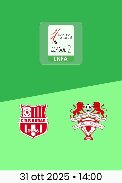 CRB Adrar - US Bechar Djedid | Ligue 2 2025/26