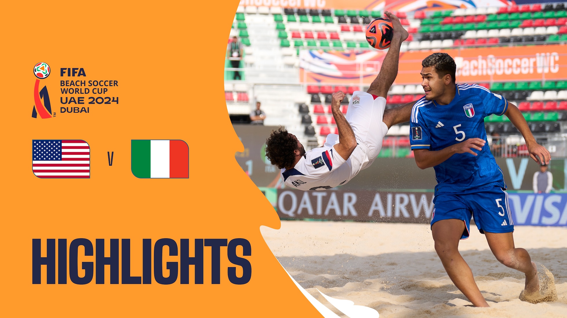 EEUU vs Italia | Grupo A | Copa Mundial de Beach Soccer de la FIFA EAU 2024 Dubái™ | Highlights