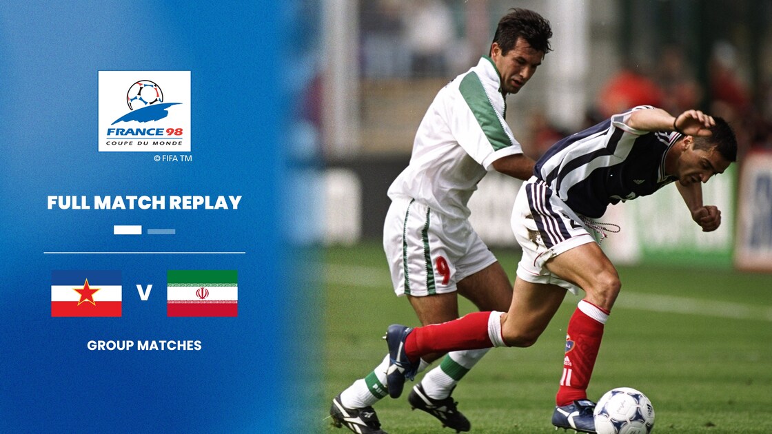Fanion De Foot Vintage Yougoslavie Vs Iran - Coupe Du Monde 1998 - Collectionneur, Taille 10x9 Cm