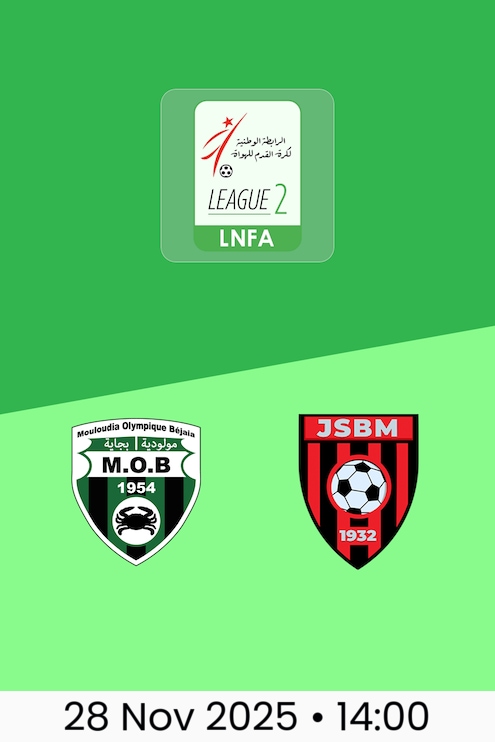 MO Béjaïa v JS Bordj Menaiel | Ligue 2 2025/26