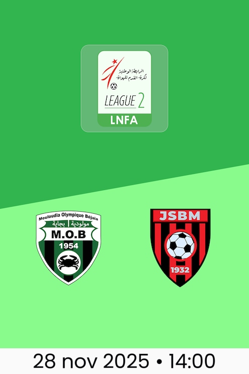 MO Béjaïa - JS Bordj Menaiel | Ligue 2 2025/26